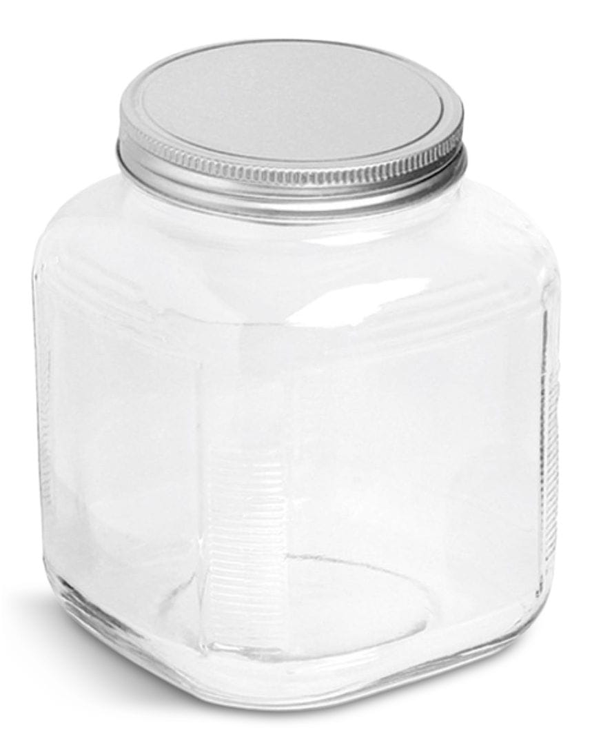 Cracker Jar, with Silver Lid, 1-Gal, Clear & Durable Glass X3W8 - product image 1