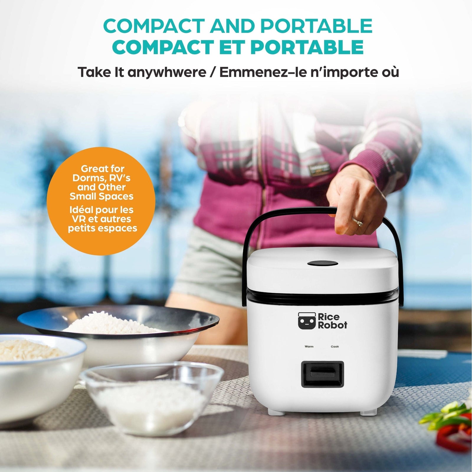 Ceramic Nonstick Rice Cooker, White, 1-qt H4P5 - product image 5