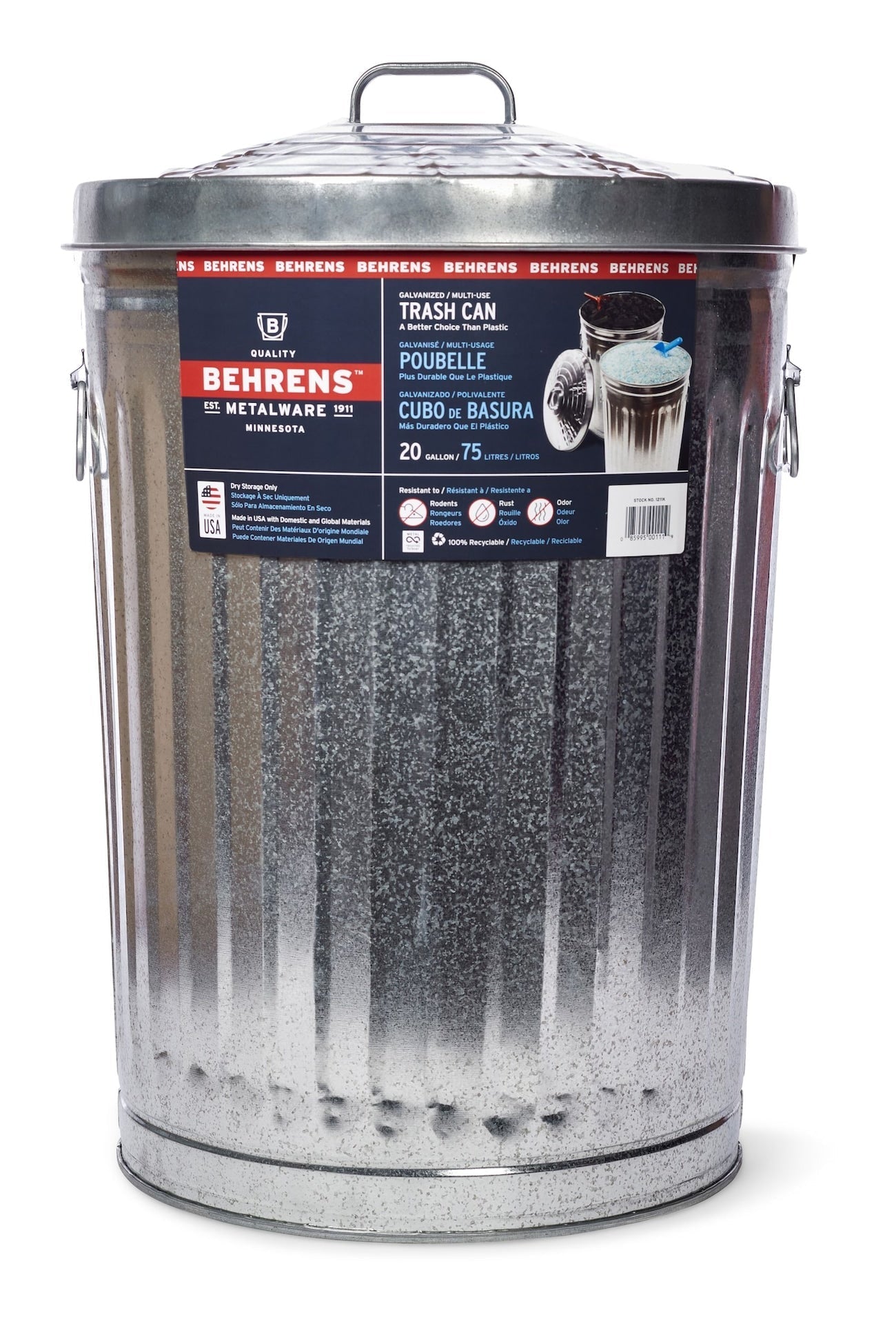 Galvanized Steel Circular Multi-Purpose Garbage Can, 75-L (19.8 US gal) X7Y7 - product image 4