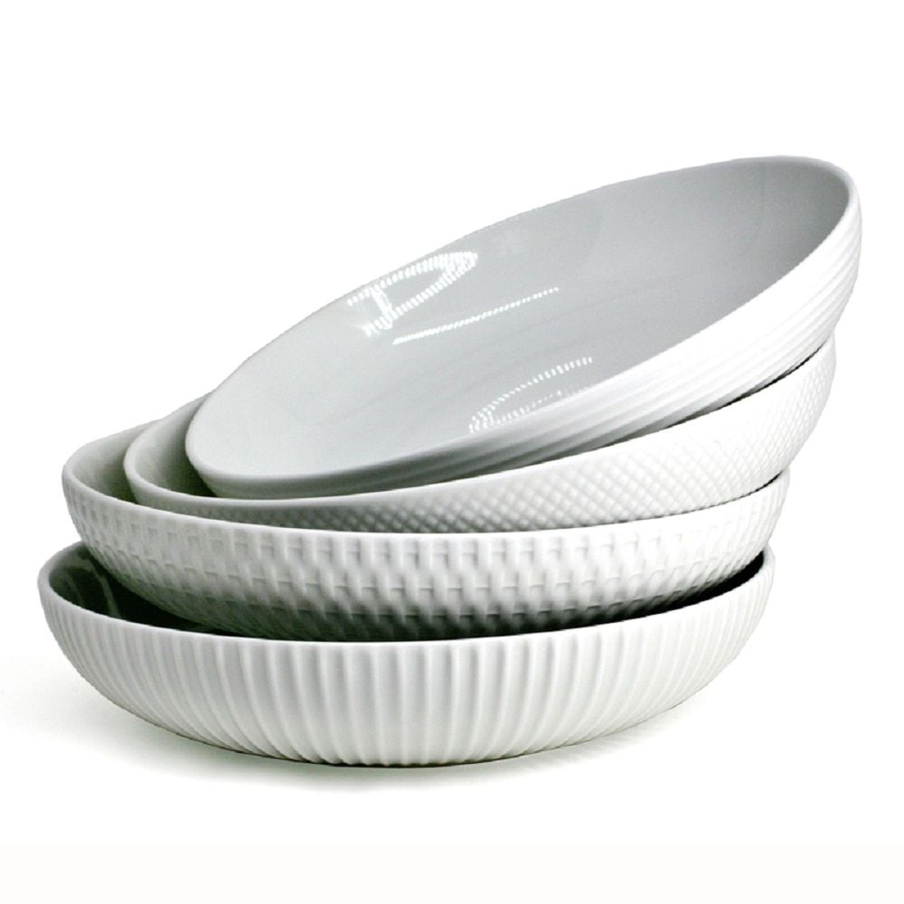 Embossed White Dinner Bowl Set, 24-cm, 4-pc F4D8 - product image 1
