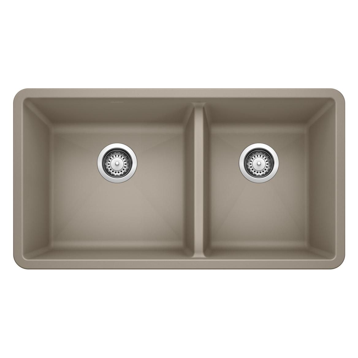 Precis SILGRANIT 33-in 60/40 Double Bowl Undermount Kitchen Sink, Truffle Z4Y5 - product image 1