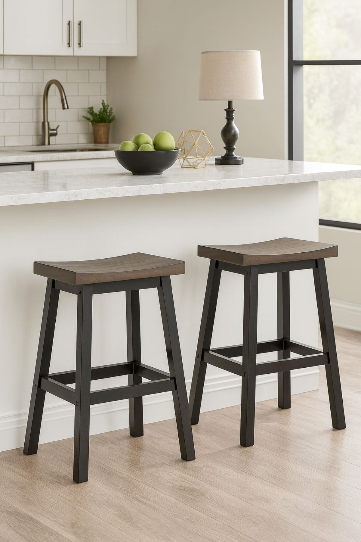 Arnold Oak/Dark Grey Counter/Bar Stool with Back Rest, 2-pc O1J3 - product image 4