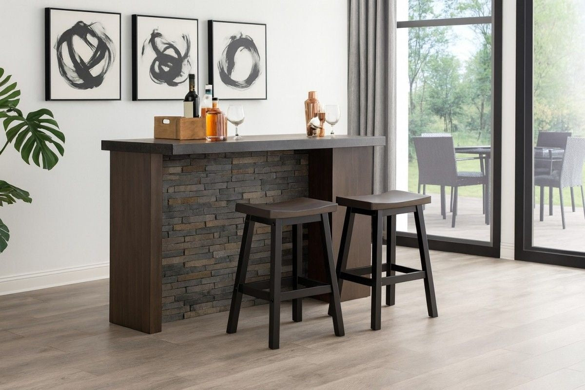 Arnold Oak/Dark Grey Counter/Bar Stool with Back Rest, 2-pc O1J3 - product image 5