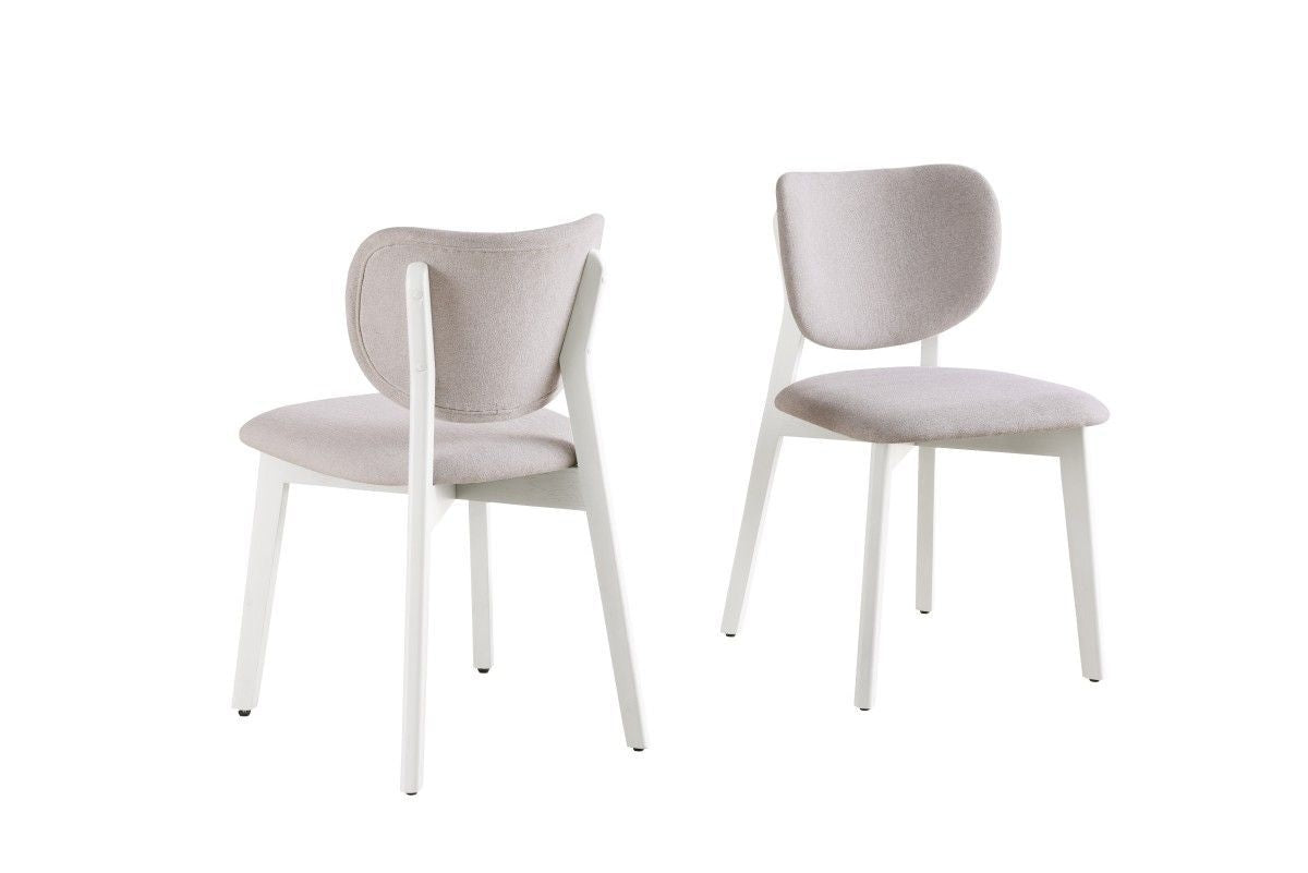 Dua Cream Fabric Upholstered Dining Chair with Curved Backrest, 2-pc I0T8 - product image 2