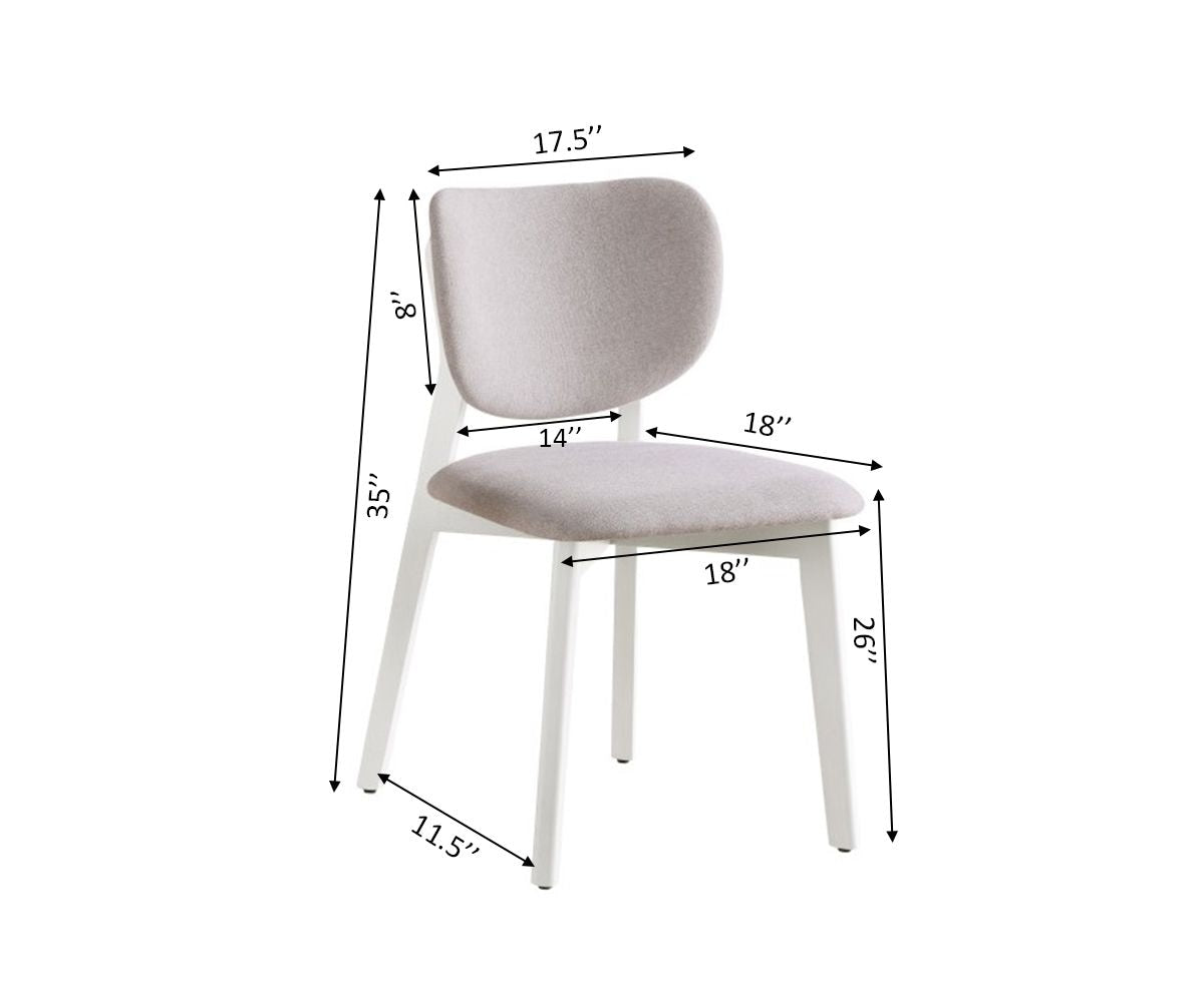 Dua Cream Fabric Upholstered Dining Chair with Curved Backrest, 2-pc I0T8 - product image 3