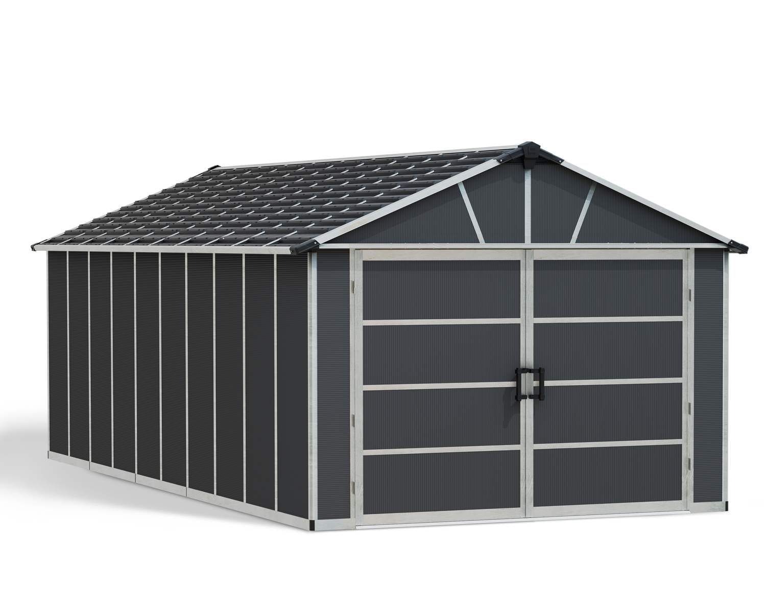 by Palram Yukon 2-Door Car Garage/Utility Storage Shed Kit, Dark Grey, 11x21-ft S3I3 - product image 1
