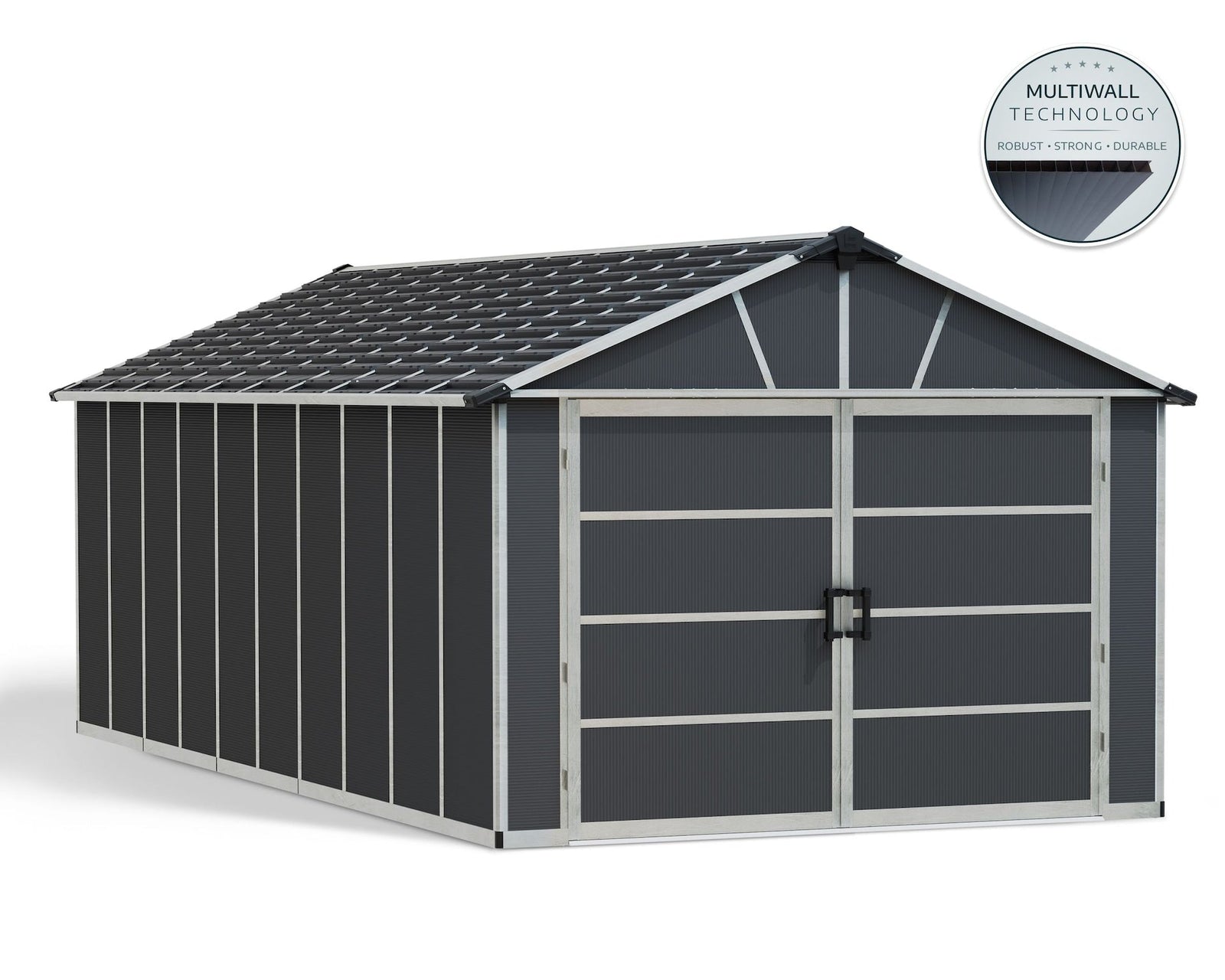 by Palram Yukon 2-Door Car Garage/Utility Storage Shed Kit, Dark Grey, 11x21-ft S3I3 - product image 3