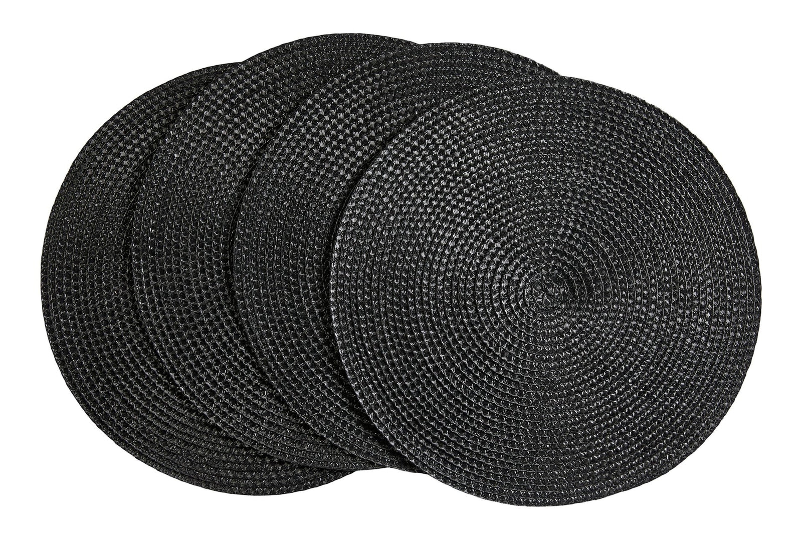 Braided Round Placemats, Black, 15-in Diameter, 4-pk I5X9 - product image 1
