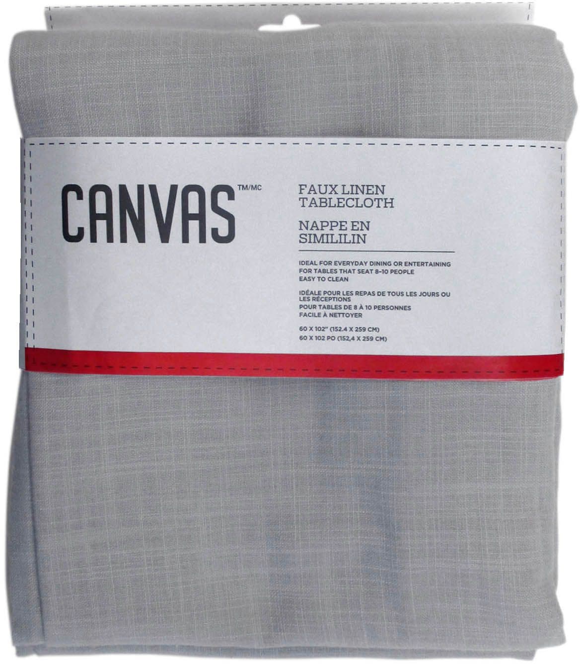 Faux Linen Rectangle Tablecloth, 60-in x 102-in, Light Grey S1O3 - product image 1