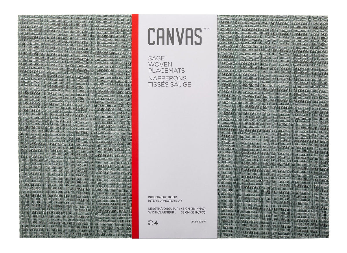 Lurex Rectangle Textilene Woven Placemat, Sage, 13-in x 18-in, 4-pk N2F1 - product image 2