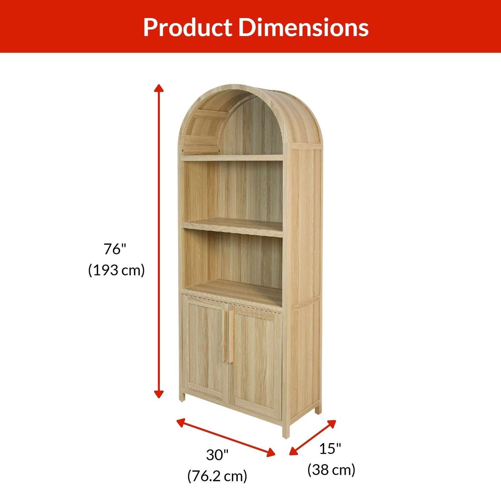 Stratford Arched Bookcase, Oak R0K4 - product image 3