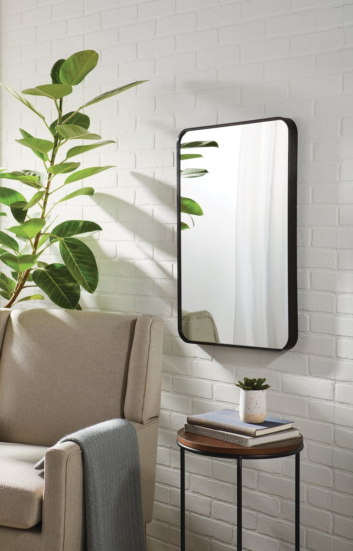 Truro Metal Rectangular Wall Mirror, Black, 20 x 30-in Q6J2 - product image 6