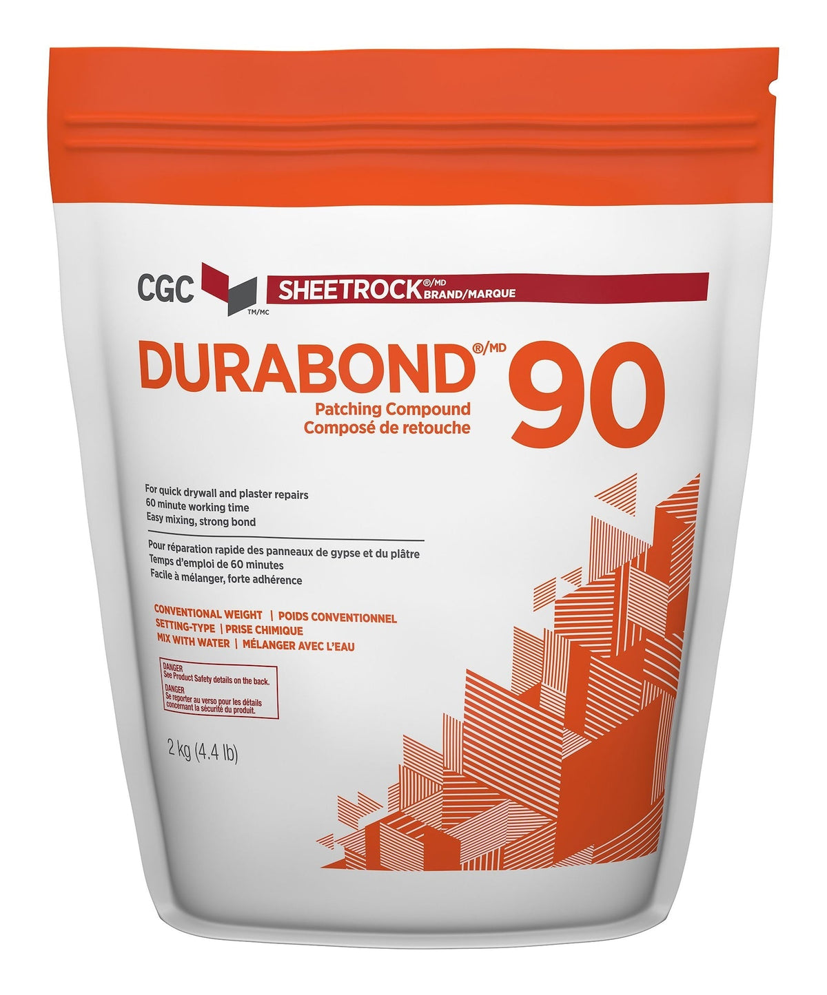 Sheetrock Durabond 90 Minute Drywall & Plaster Repair Compound, Easy-Mix, White, 2-kg E7V4 - product image 1
