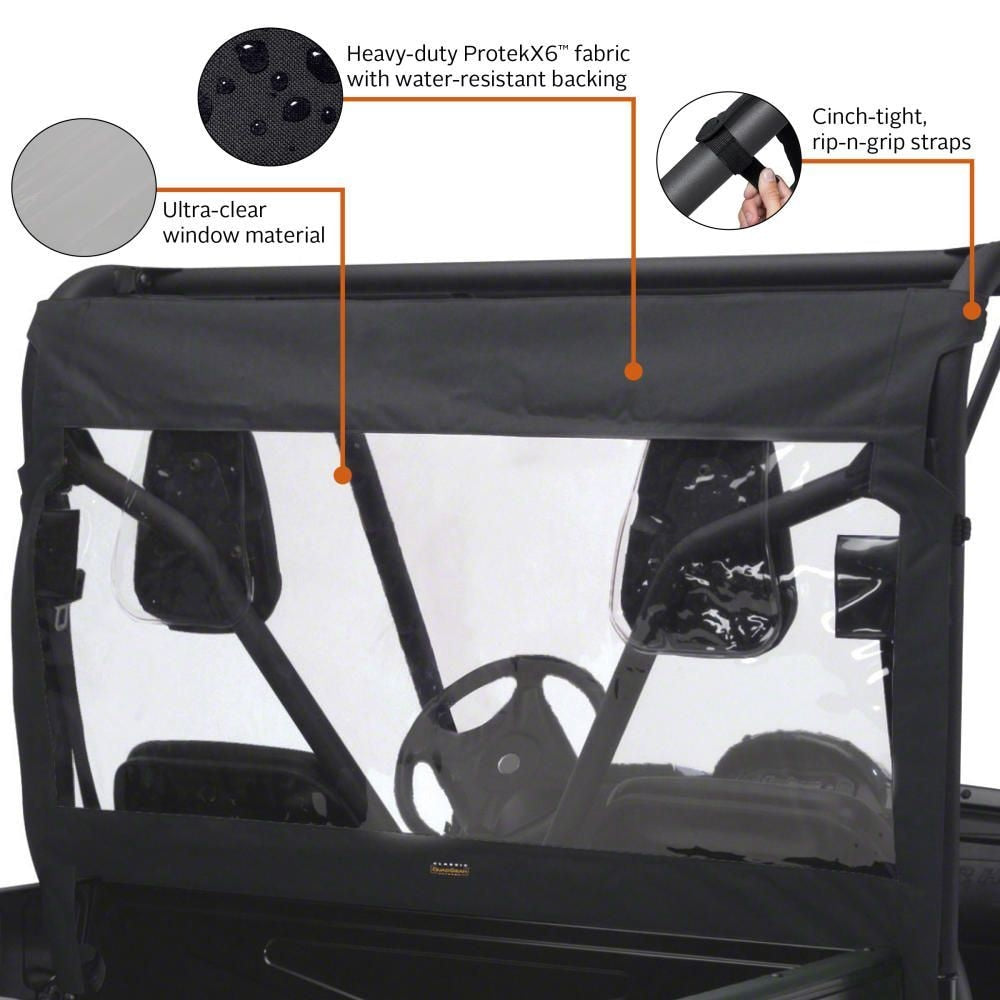 Classic Accessories 78637 QuadGear UTV Rear Windshield for Yamaha Rhino, Black N7W6 - product image 4