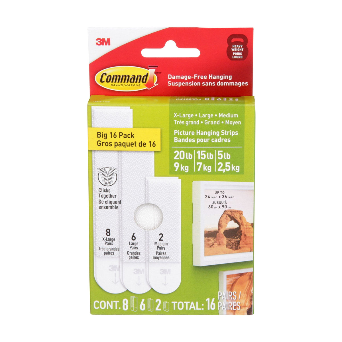 White Picture Hanging Strip Mixed Pack, 17218-16EF | 16 Pairs L3K6 - product image 1