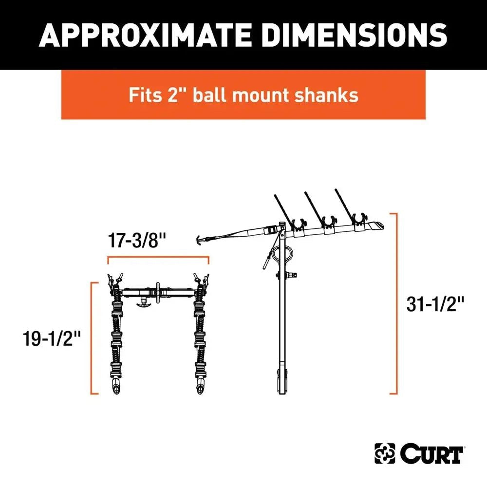 18013 Clamp-On 3-Bike Hitch Mount Bike Rack, Fits Over 2-in Receiver, Black A8I6 - product image 6