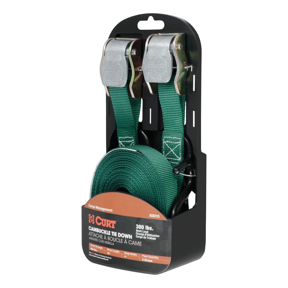 83015 Cargo Straps with S-Hooks, Dark Green, 300-lb, 15-ft, 2-pk N1K6 - product image 2