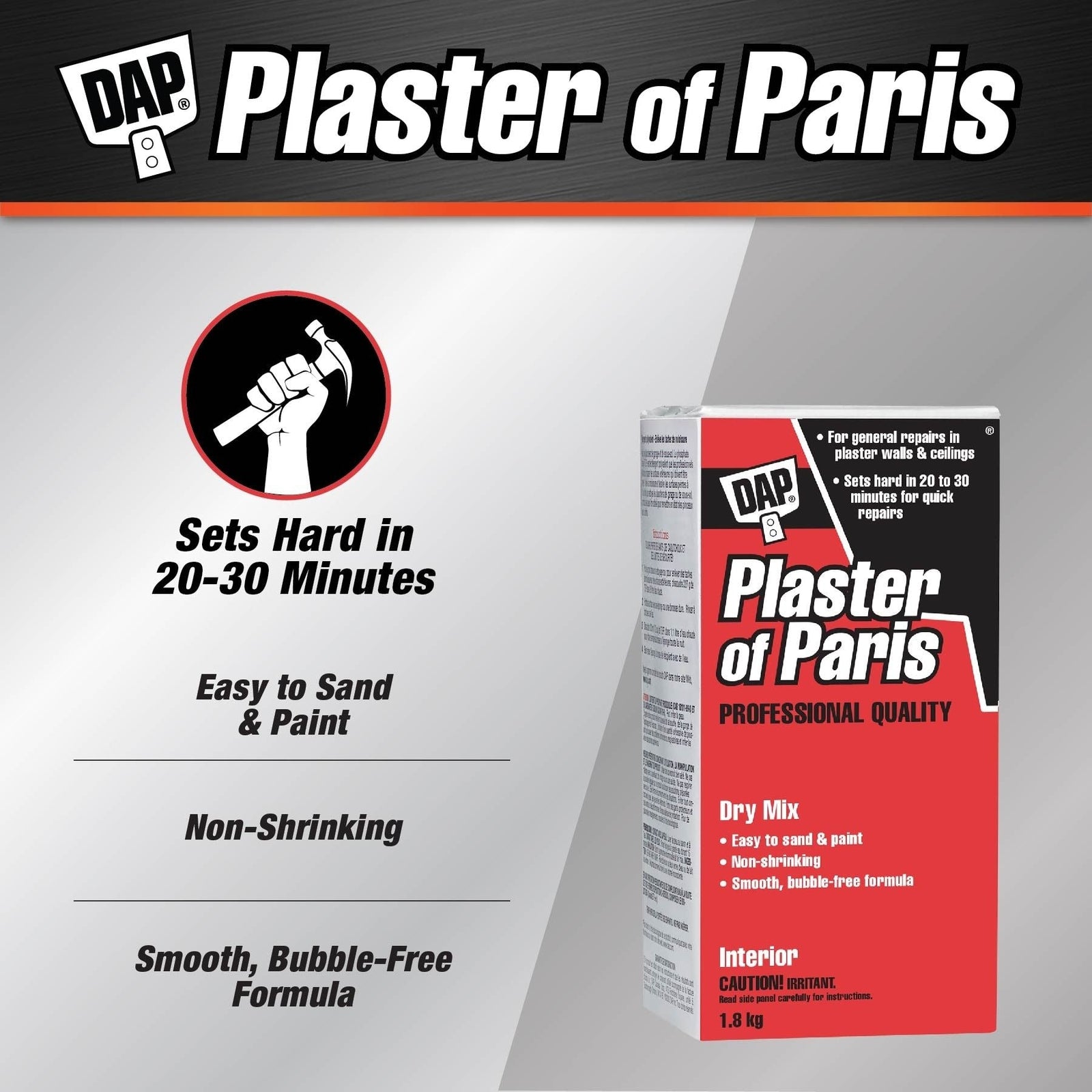 Plaster Of Paris Professional Dry Mix Plaster For Indoor Wall & Ceiling Repairs, 1.8-kg V5W5 - product image 3