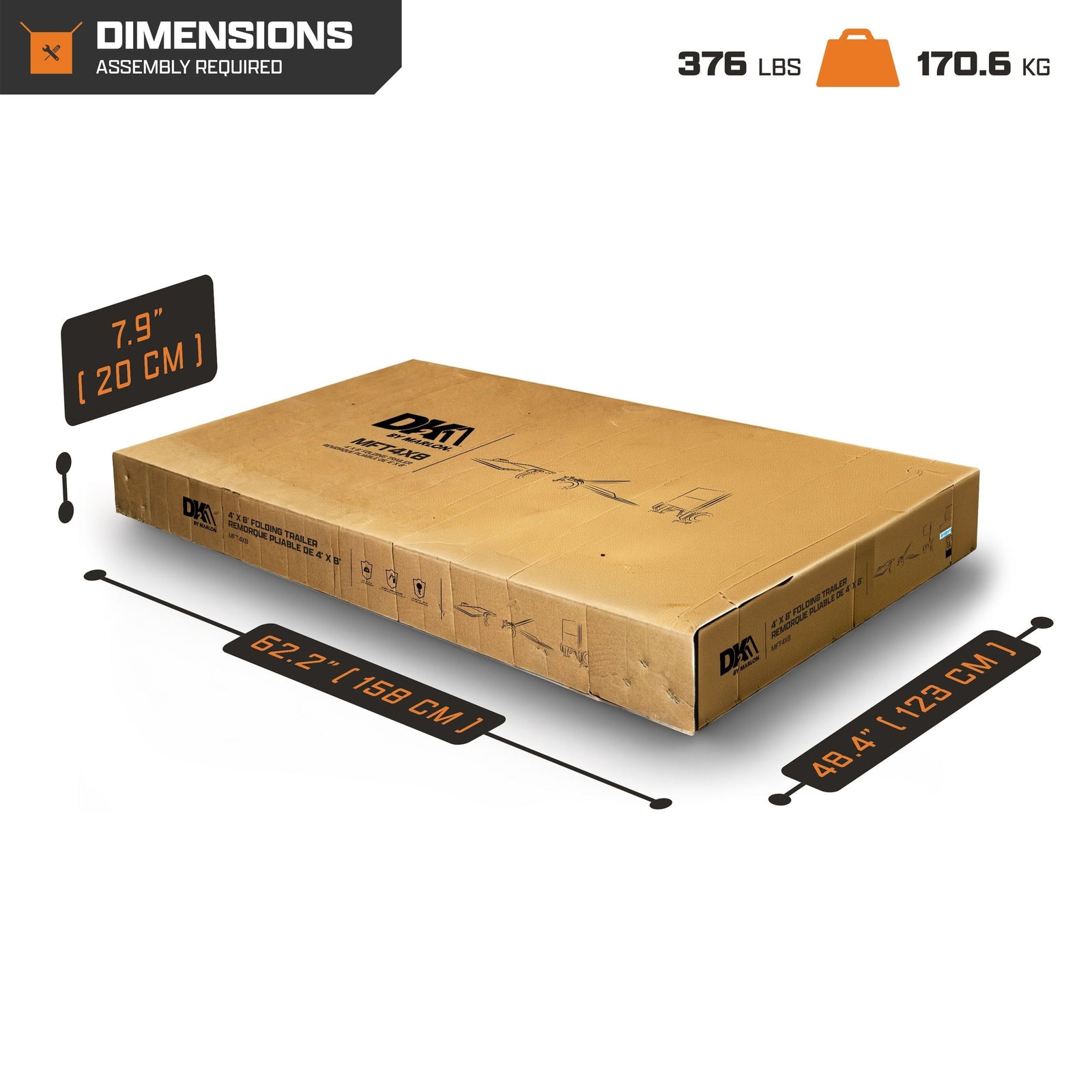 DK2 4x8-ft Single-Axle Folding Utility Trailer with 2-in Ball Coupler A6Q8 - product image 6