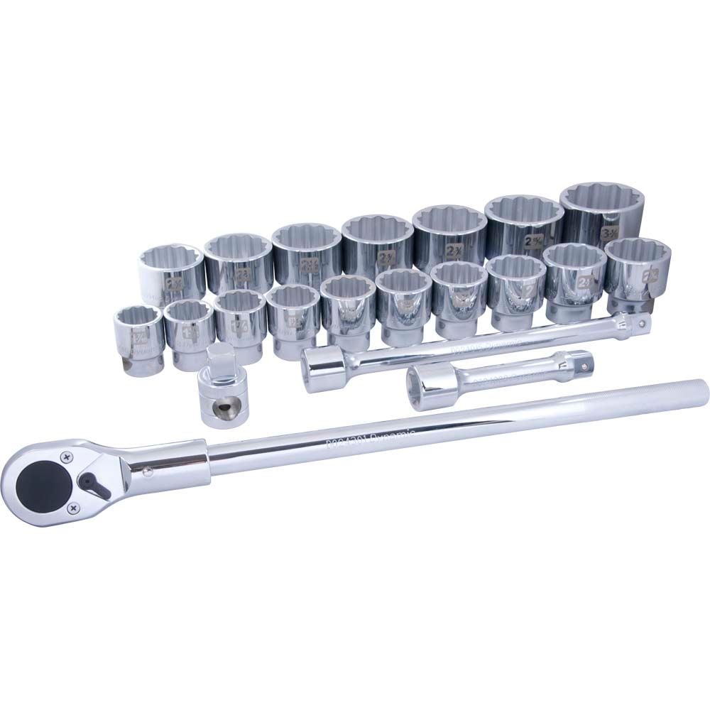 Tools 1-in Drive 12 Point Standard Socket & Attachment Set, SAE, 21-pk X7G1 - product image 1