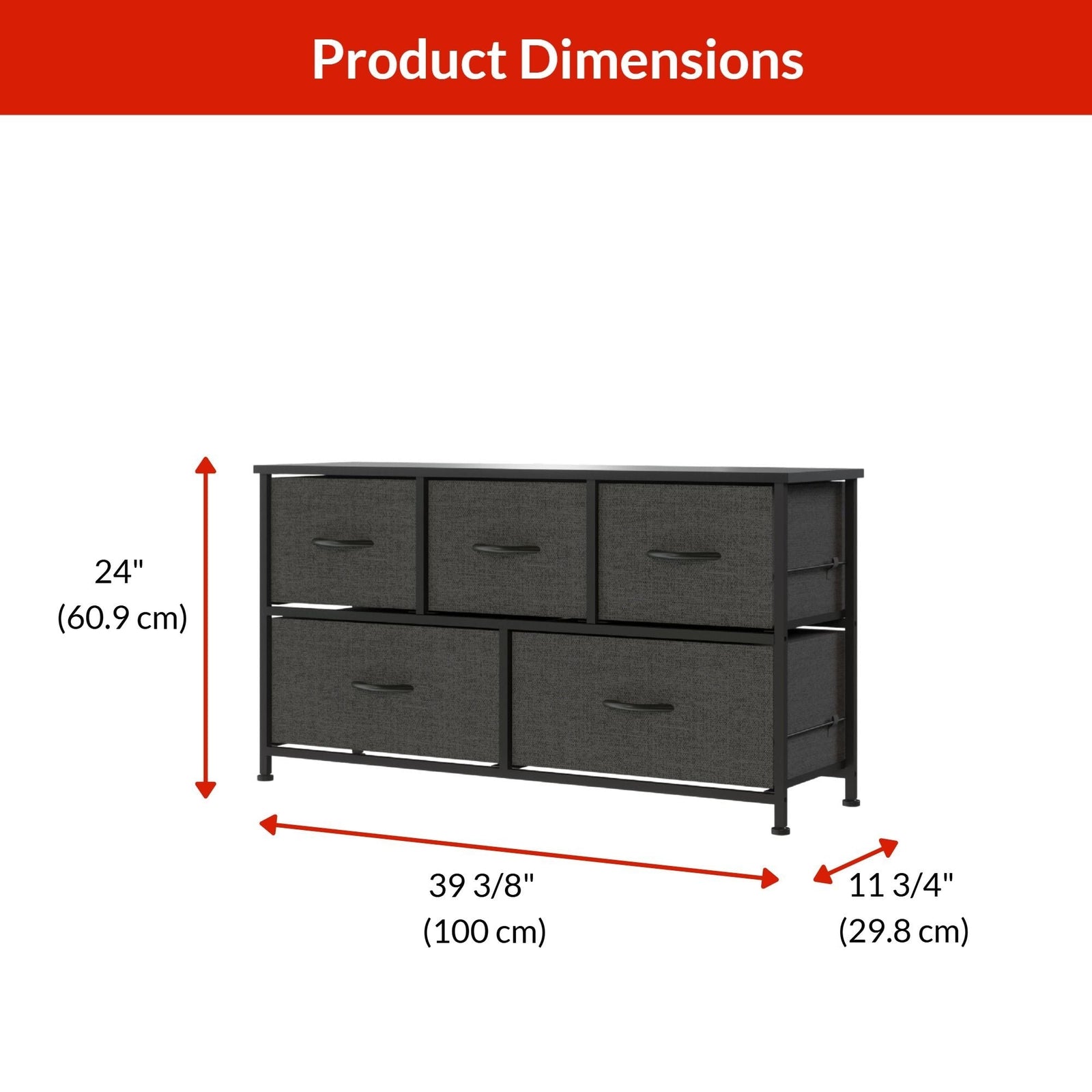 Fabric 5-Drawer Storage Organizer, Grey M7O6 - product image 1