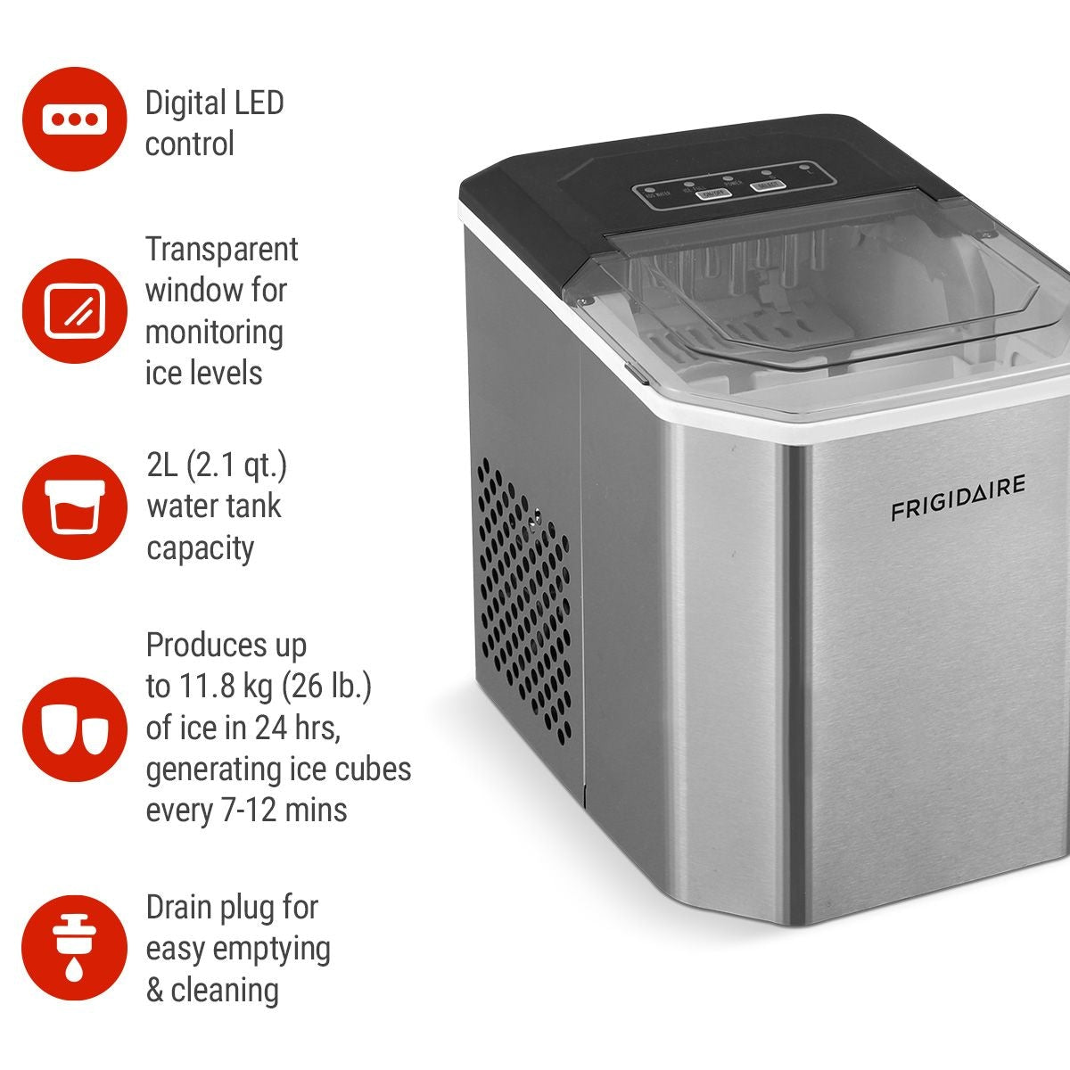 Stainless Steel Countertop Ice Maker with LED Display, 2.3-qt, Silver B4S1 - product image 2