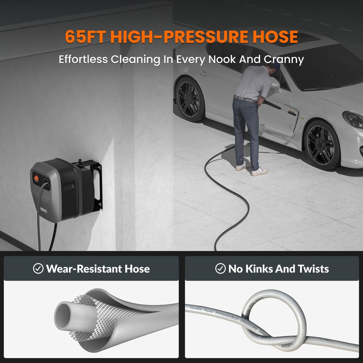 Tools Grandfalls G20 Wall Mounted 1900 PSI 2.2 GPM Brushless Electric Pressure Washer with 65-ft Retractable Hard Hose Q3T4 - product image 5