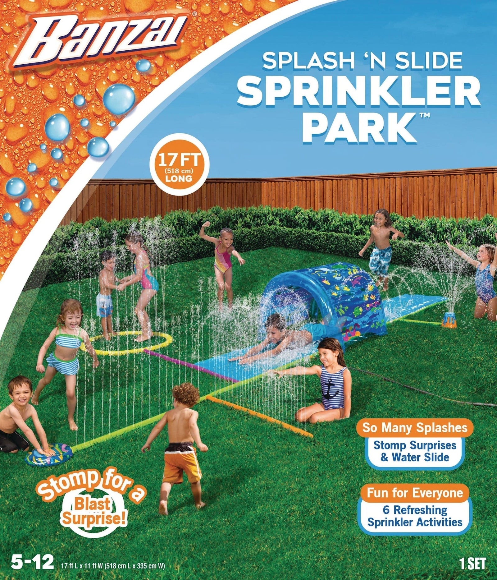 Splash ‘N Slide Water Sprinkler Park, Blue, 17-ft, Ages 5+, for Beach/Pool Fun Activities J6E3 - product image 1