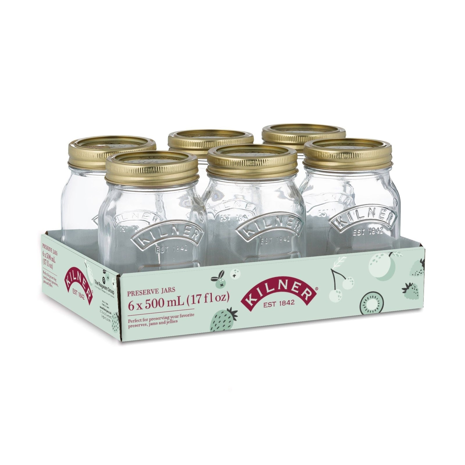 Regular Mouth Glass Mason Jars with Sealing Lids, 500 mL, 6 Count K6B3 - product image 1