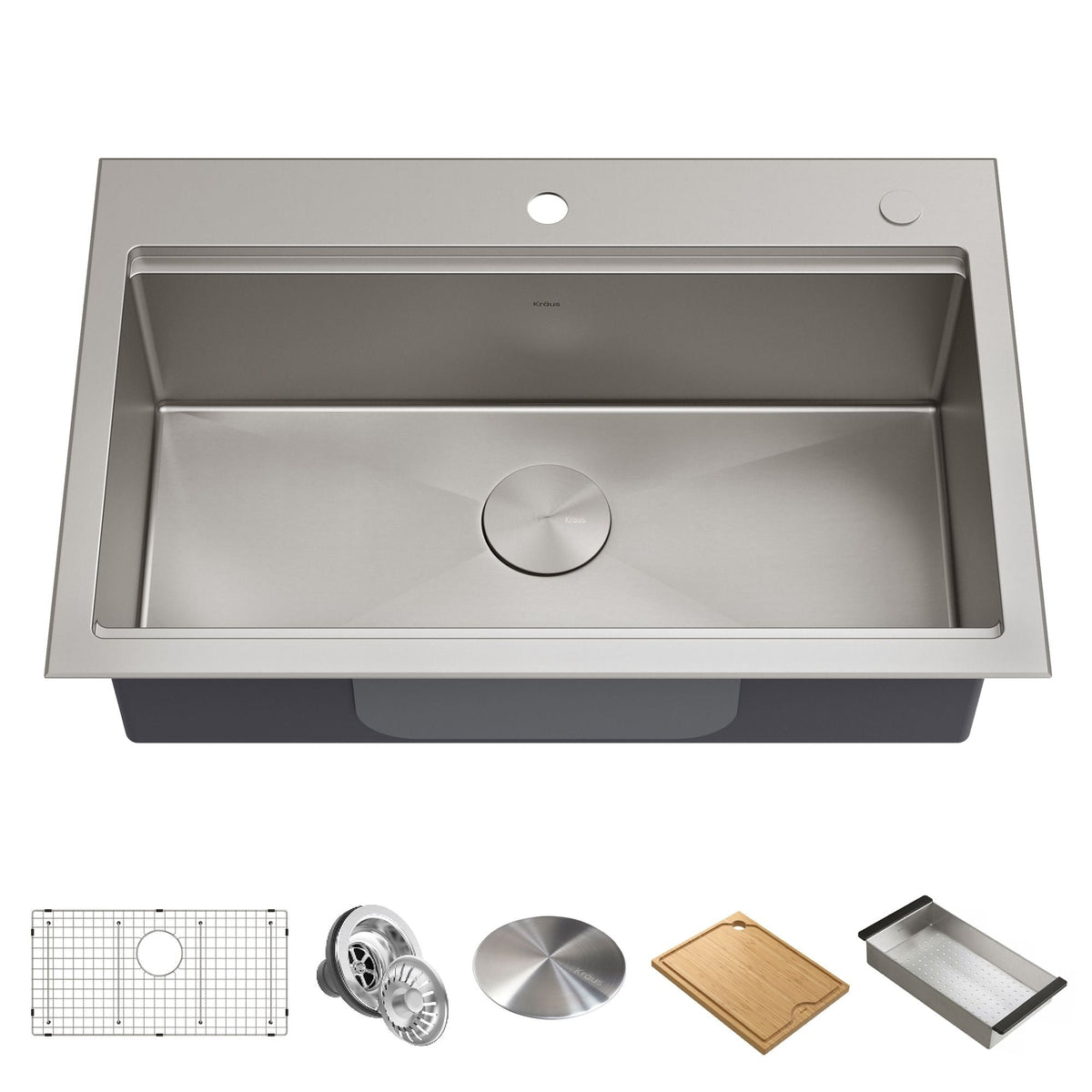 Kore Top/Undermount Stainless Steel Single Bowl Kitchen Sink with Add-Ons, 32x21x9-in K8S7 - product image 1