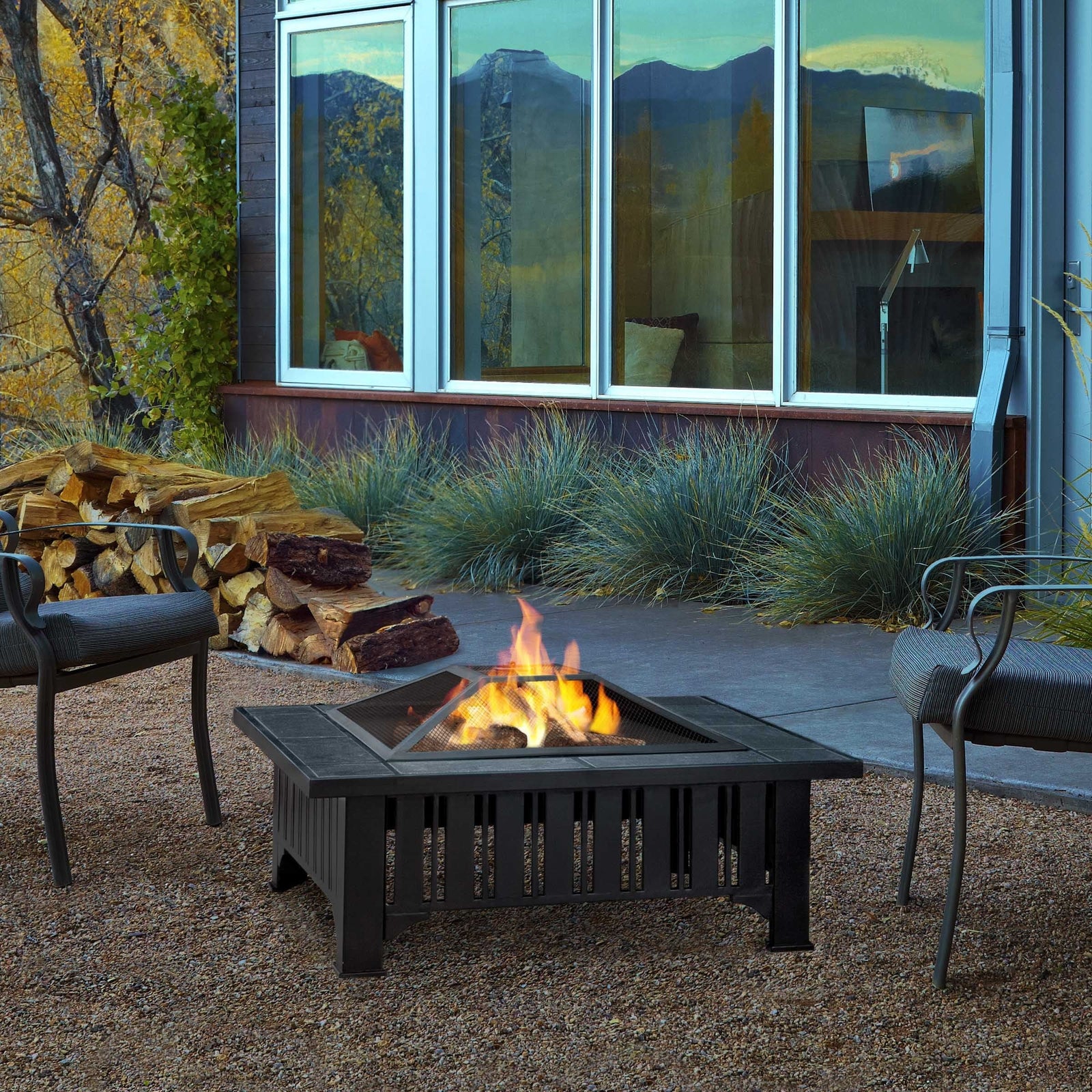 Square Wood Burning Fire Pit in Black, 34-in V2R3 - product image 6