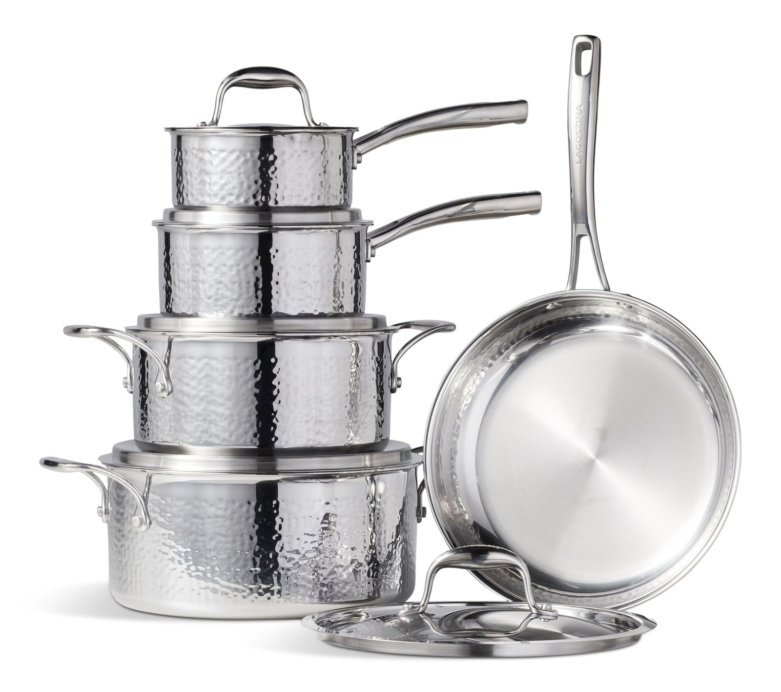 3-Ply Hammered Stainless Steel Cookware Set, 10-pc W6K3 - product image 1
