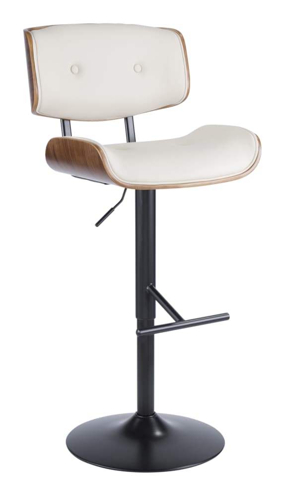 Lombardi PU Leather Swivel Counter/Bar Stool Adjustable Height, Walnut/Cream V2E9 - product image 1
