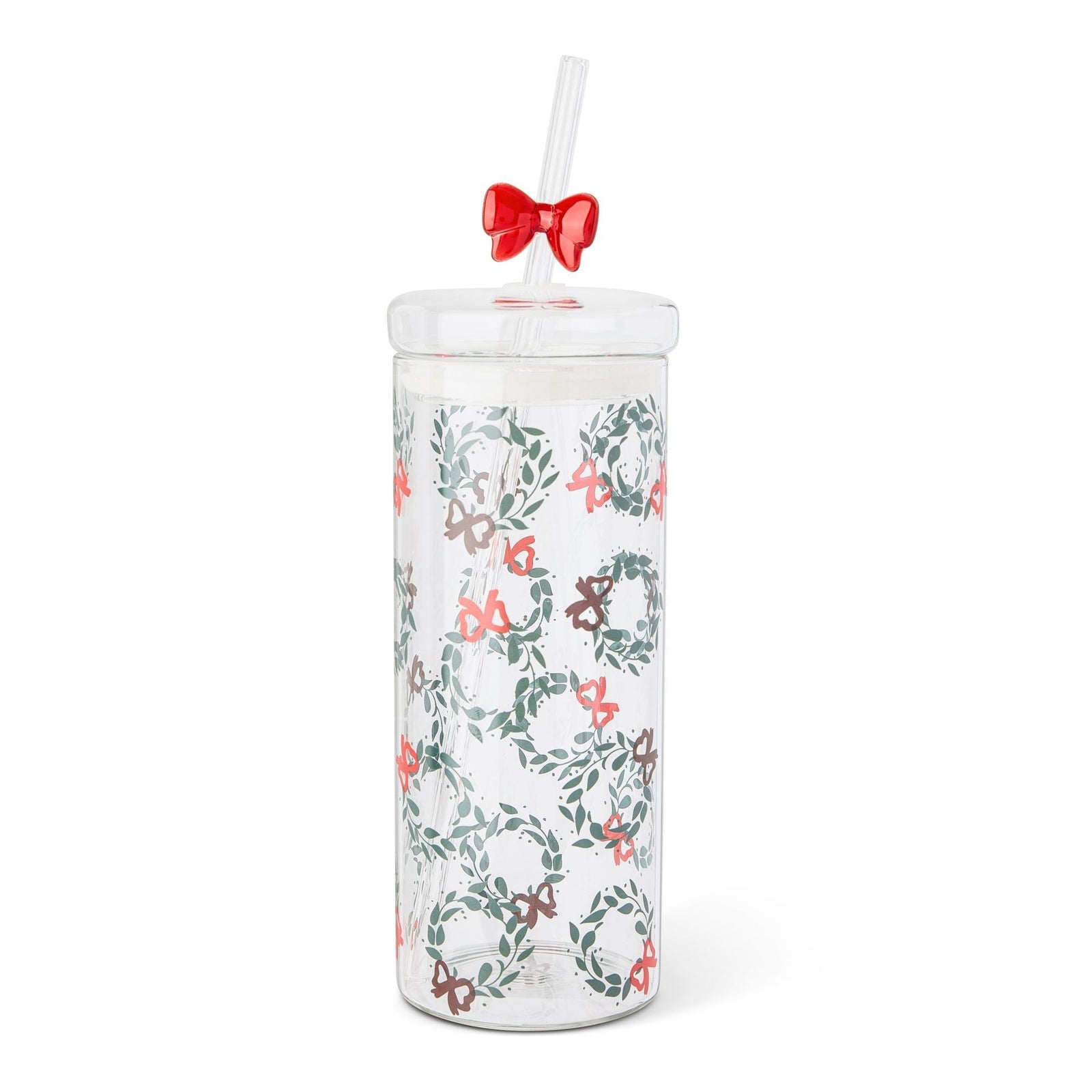 22-oz Printed Glass Tumbler with Bow Charm Straw T5O7 - product image 1
