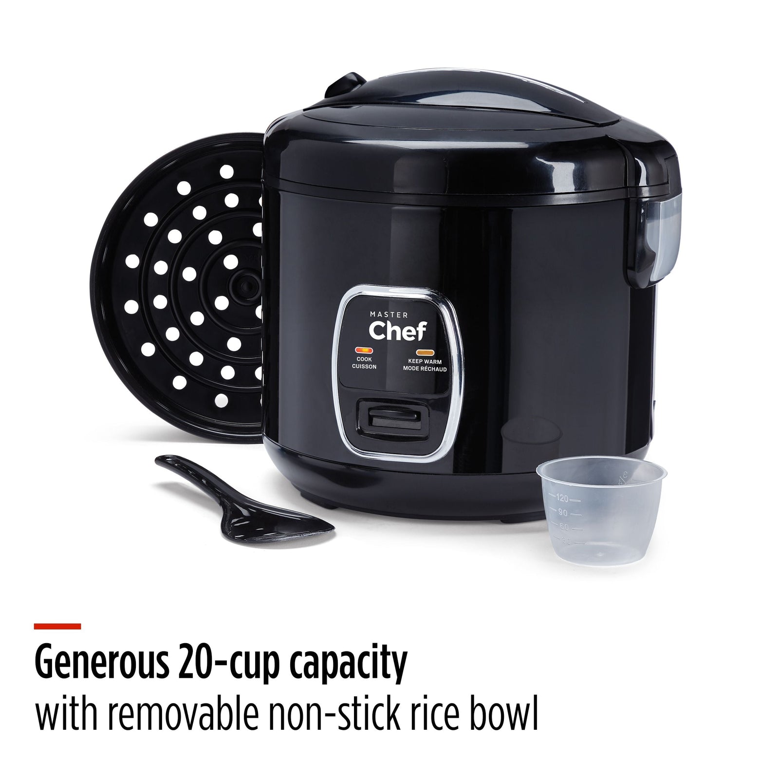One-Touch Non-Stick Rice Cooker & Steamer, Black, 20 Cups H9N3 - product image 7