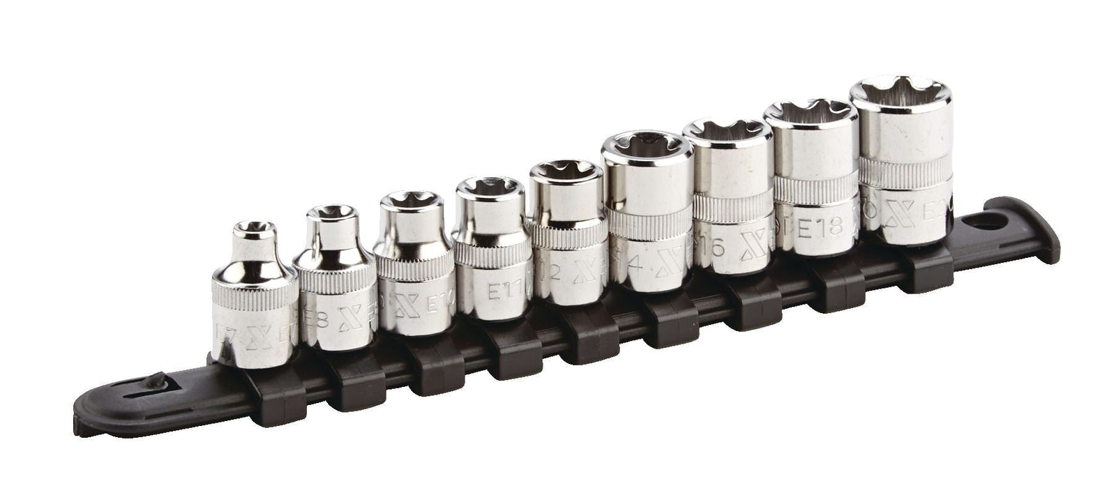 E-Torx Bit Socket Set, Chrome-Plated, 9-pc Y1V9 - product image 1