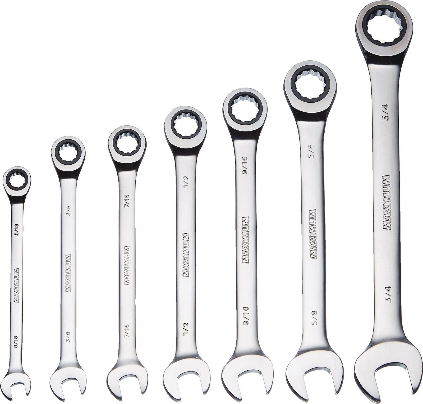 Ratcheting Wrench Set, SAE, Nickel-Chrome Plating, 7-pc N5J9 - product image 2