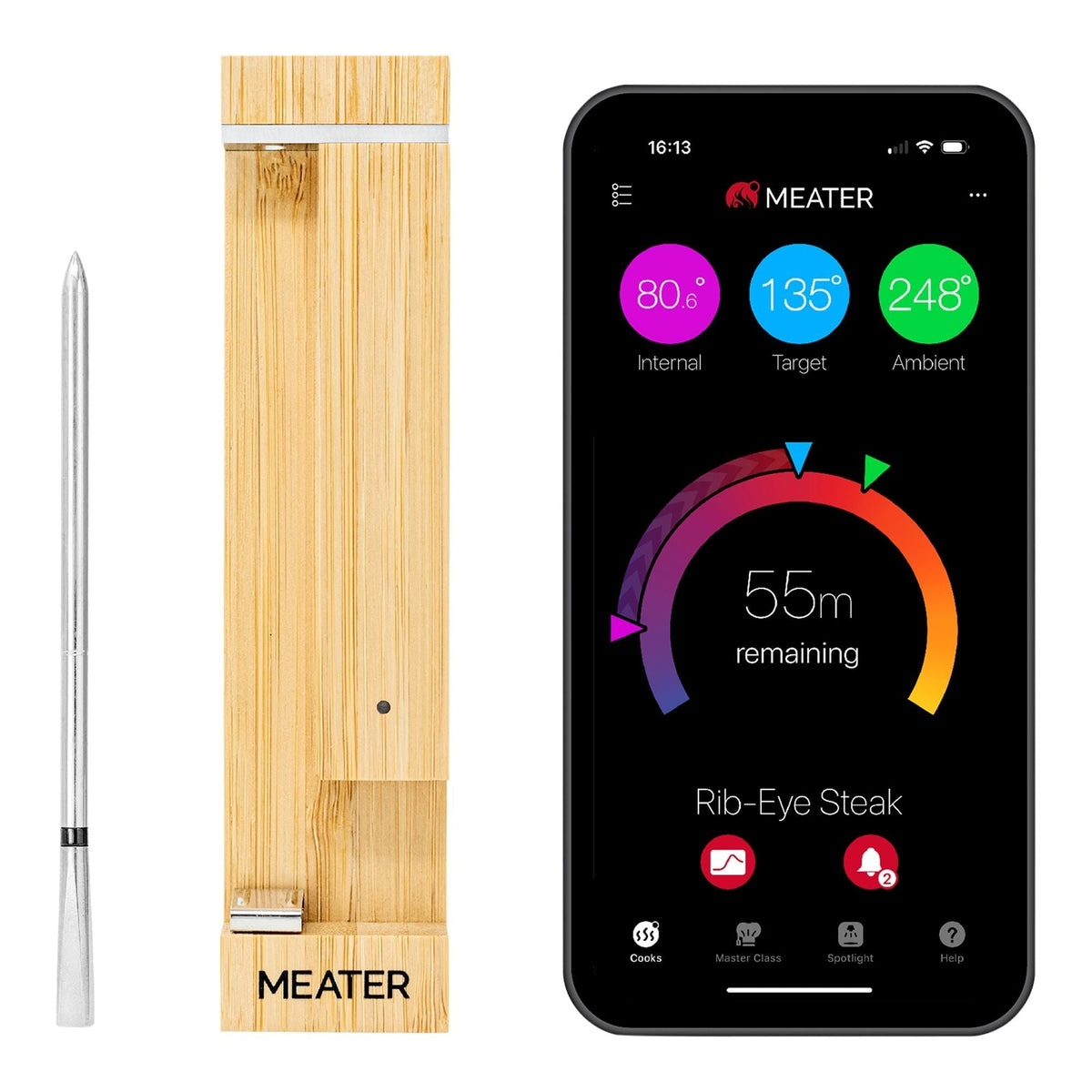 2 Plus Wireless BBQ Food & Meat Thermometer with Bluetooth, Silver D4Q0 - product image 1