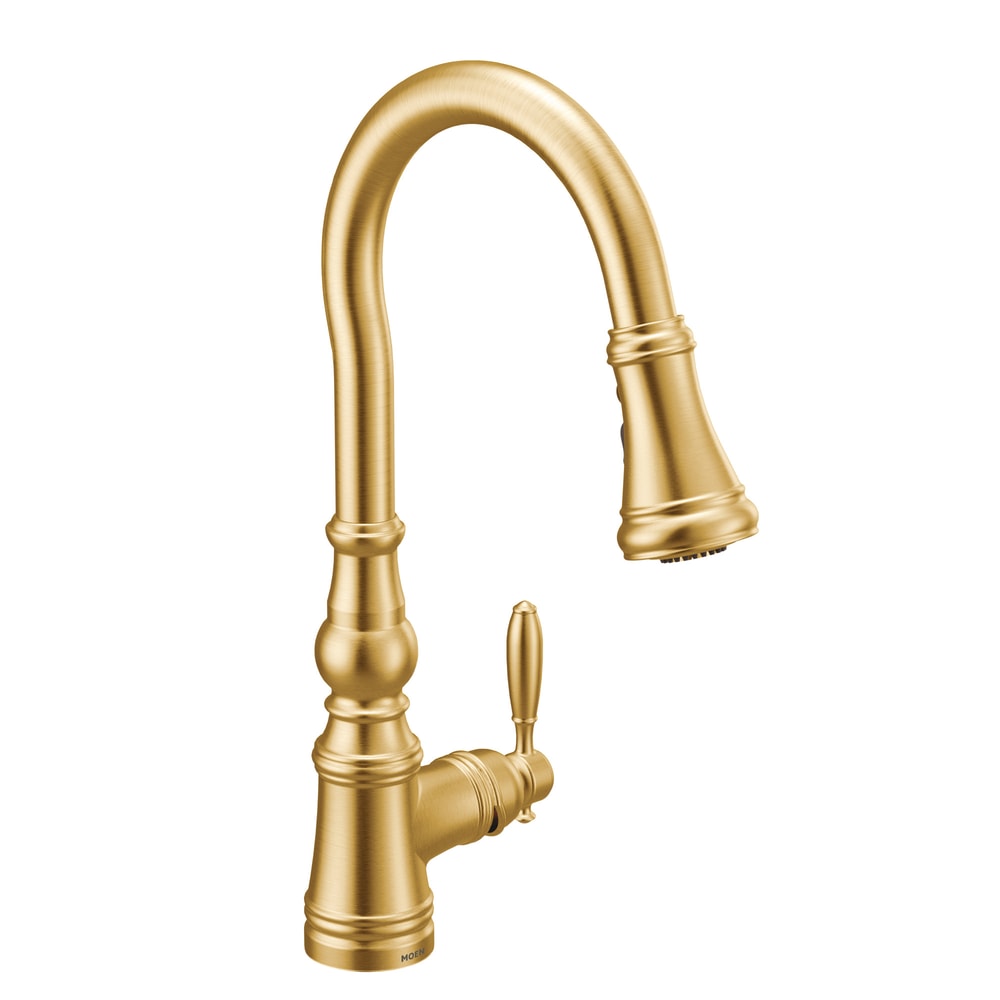 Weymouth Single Handle High Arc Pull Down Sprayer Kitchen Faucet with Power Boost, Brushed Gold J0X0 - product image 2