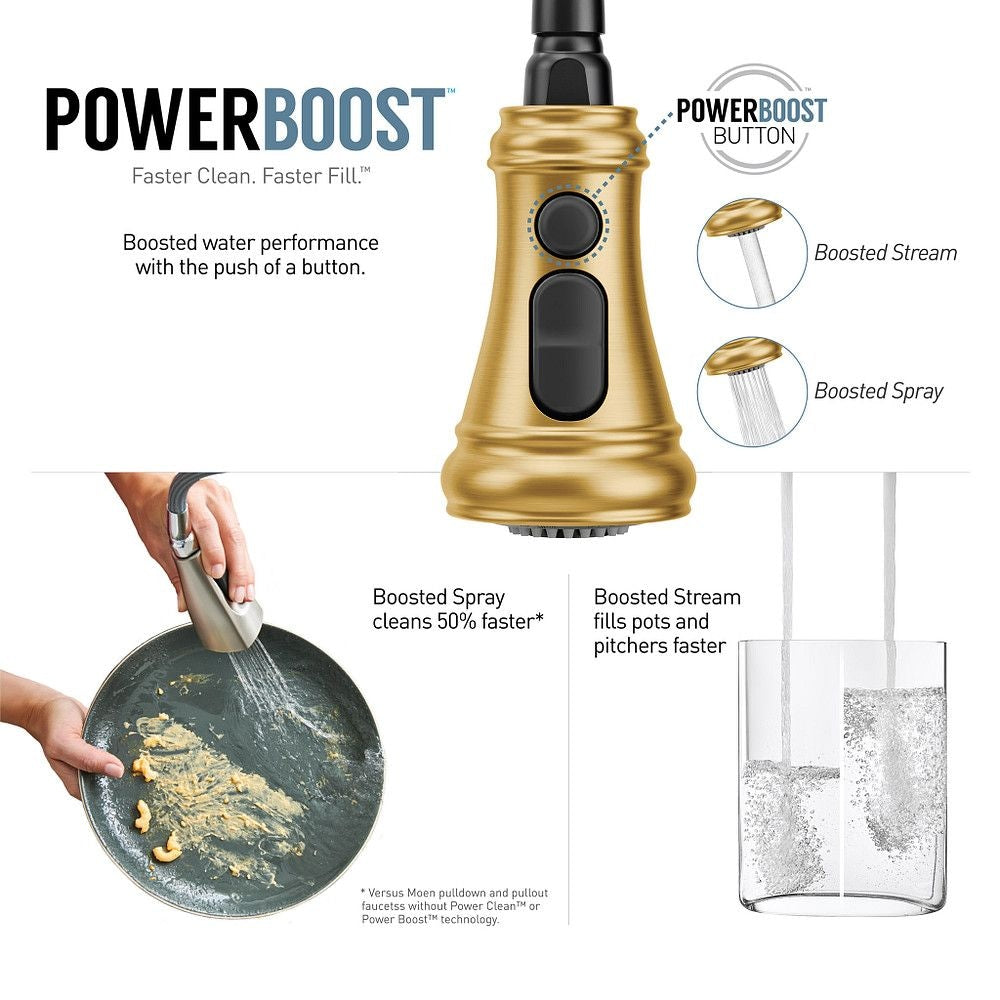Weymouth Single Handle High Arc Pull Down Sprayer Kitchen Faucet with Power Boost, Brushed Gold I2A4 - product image 4