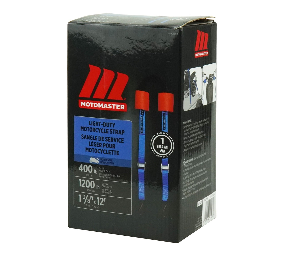 1,200-lb Motorcycle Tie Down Strap, 1 3/8-in x 12-ft X4F0 - product image 1