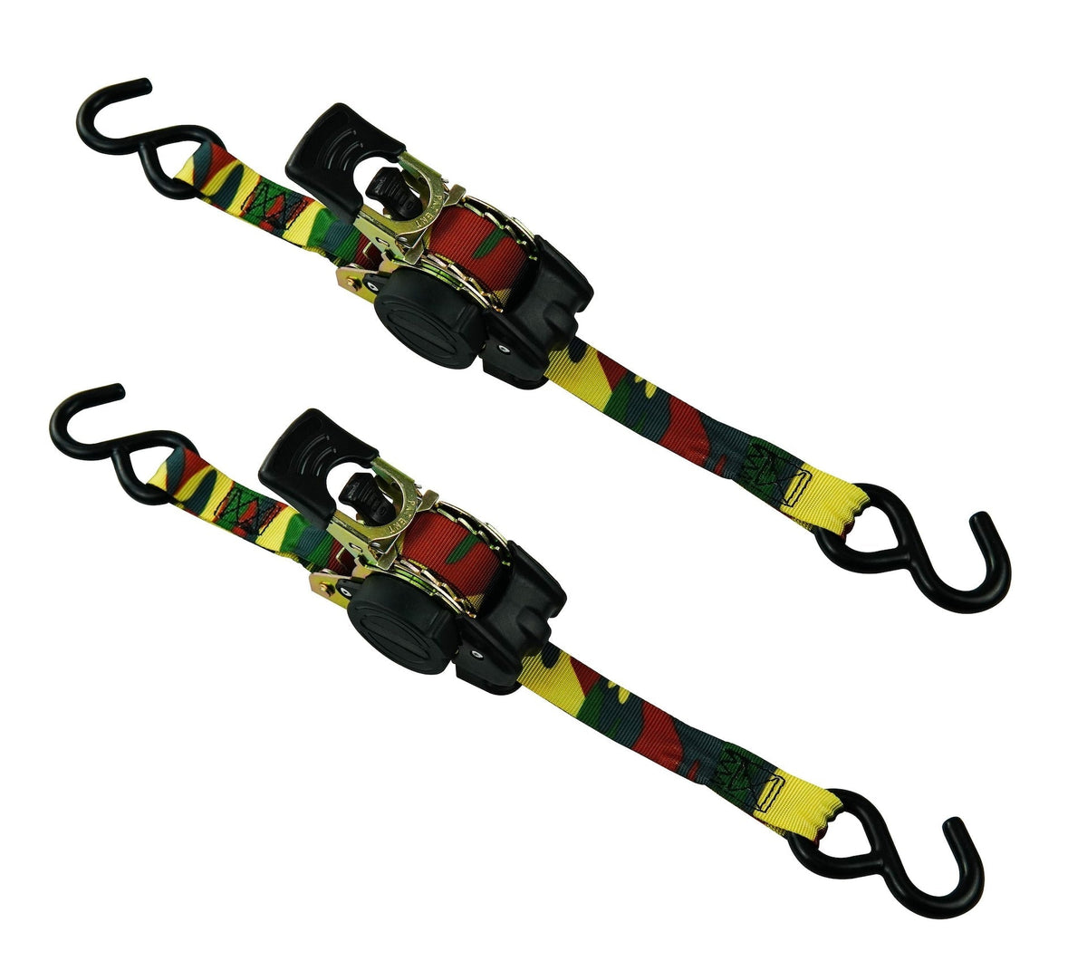 1,200-lb Retractable Camo Ratchet Tie Down Straps, 1-in x 10-ft, 2-pk M1F3 - product image 1