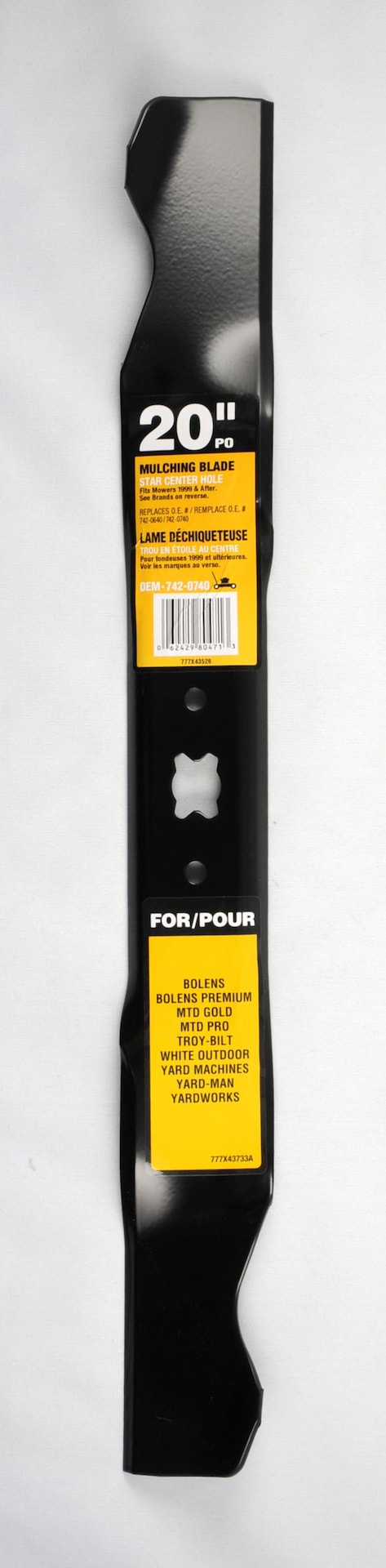Mulching Lawn Mower Replacement Blade with Star Center Hole, 20-in, Black X4A9 - product image 1