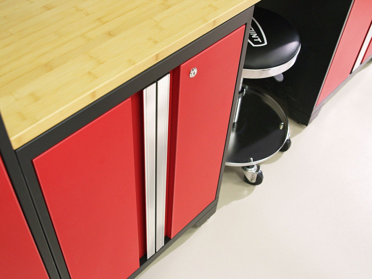 Bold 3.0 Series All-in-One Lockable Steel Garage Cabinetry Set with Bamboo Top, Black/Red, 48-in x 18-in x 76.75-in, 5-pc F5Q5 - product image 4