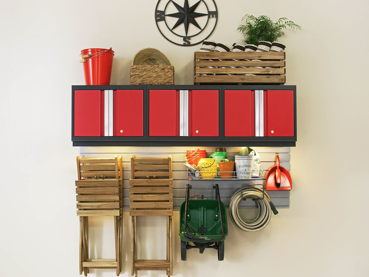 Bold 3.0 Series All-in-One Lockable Steel Garage Cabinetry Set with Bamboo Top, Black/Red, 48-in x 18-in x 76.75-in, 5-pc F5Q5 - product image 7