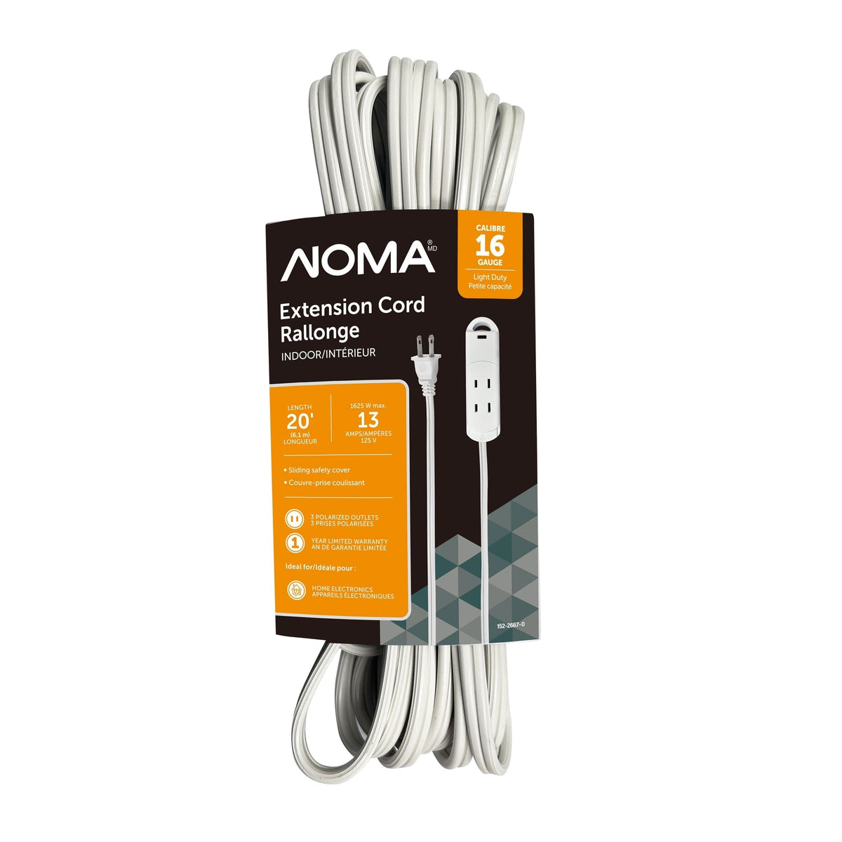 20-ft 13A 3-Outlet/1-USB-C Light-Duty 16-Gauge White Indoor Extension Cord Y1V8 - product image 1
