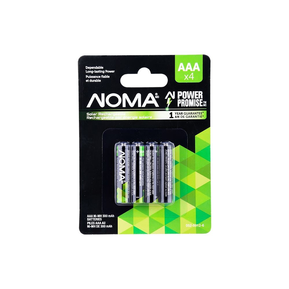 AAA Ni-MH 300mAh Rechargeable Batteries for Solar Lights, 1.2V, 4-pk M5O0 - product image 2