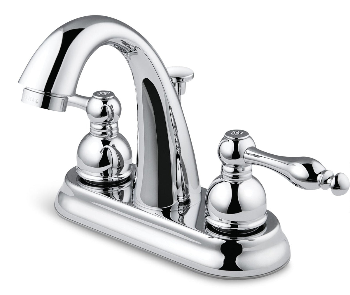 Double Handle Curved Spout 4-in Centreset Bathroom Sink Faucet, Chrome Y4Z6 - product image 1