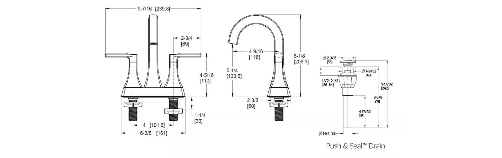 Vaneri 4-in Centreset Bath Faucet, Stainless Steel E2P4 - product image 5