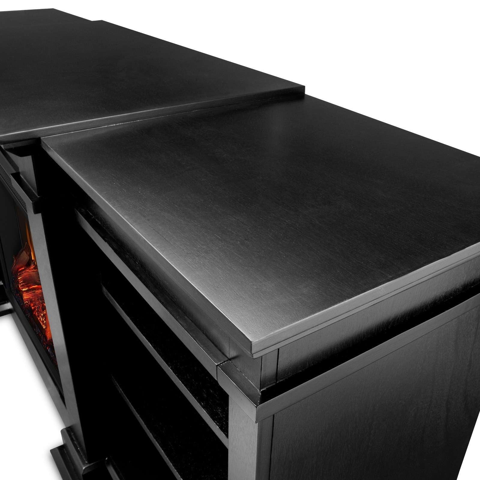 Flame Fresno Media Indoor Electric Fireplace TV Stand, 72-in, 1500W, Black Y1L2 - product image 5